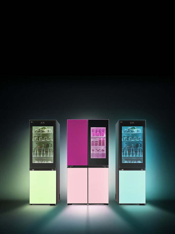 The images of the brightly colored LG MoodUP® refrigerators