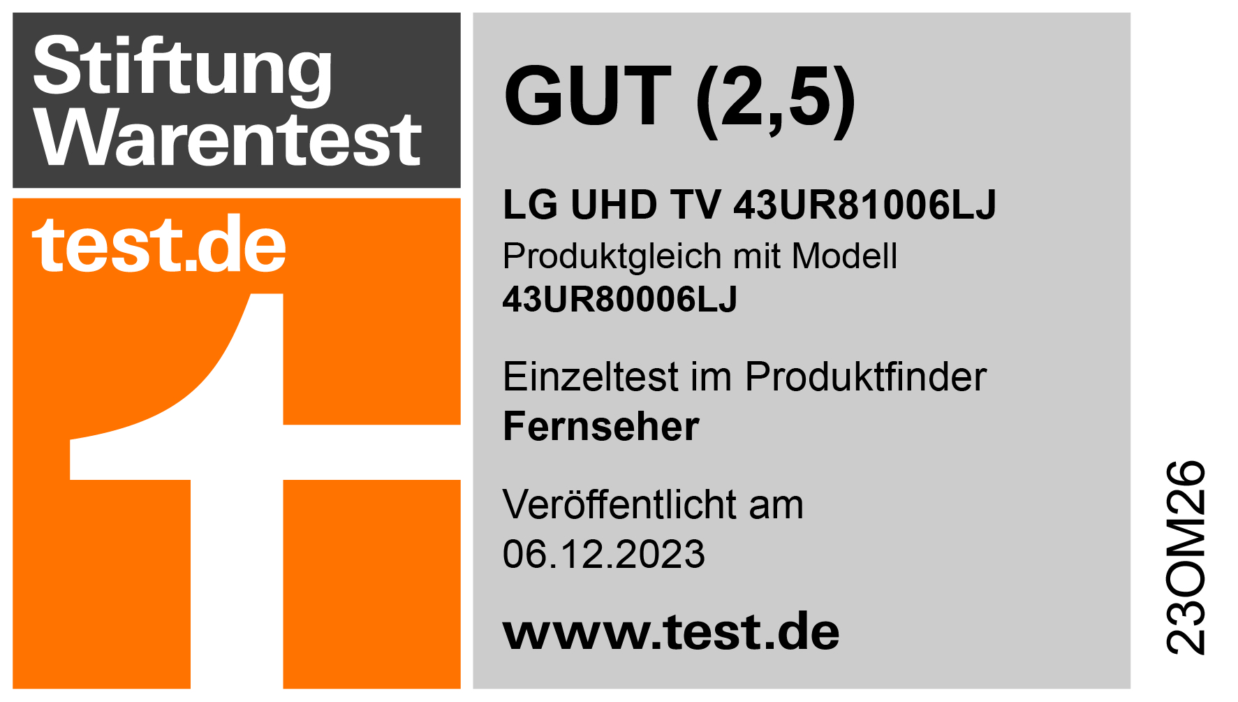 Stiftung Warentest 43UR81006LJ