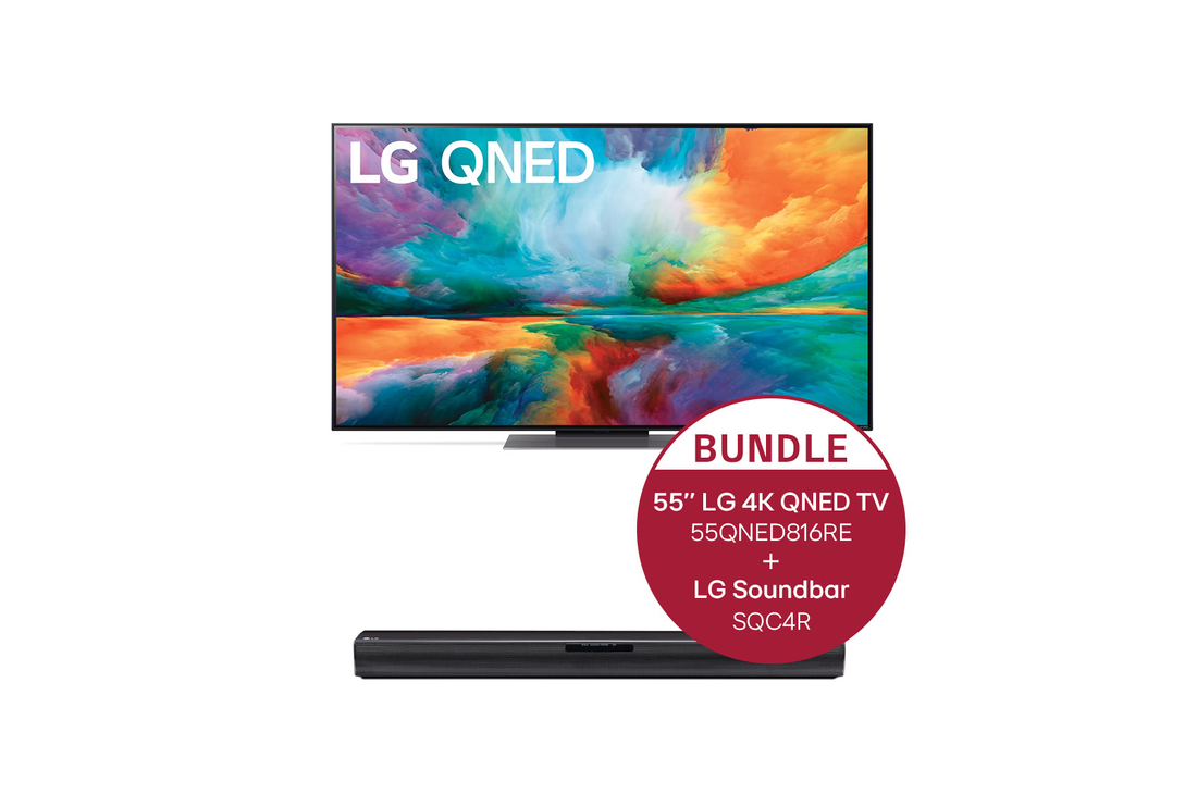 LG 55 Zoll LG 4K QNED TV QNED81 & LG Soundbar SQC4R, 55QNED816RE.SQC4R