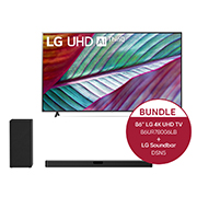 LG 86 Zoll LG 4K Smart UHD TV UR78 + 2.1 Soundbar mit 400 Watt | kabelloser Subwoofer, 86UR78006LB.DSN5