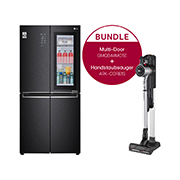 LG Multi-Door Kühlschrank mit InstaView Door-in-Door® (E, 530L,178,7cm hoch) mit Festwasseranschluss + Handstaubsauger Fantasy Silver mit 2 Akkus, GMQ844MC5E.CORE1S