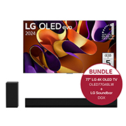 LG 77 Zoll LG OLED evo G4 4k Smart TV + 3.1 Dolby Atmos®️ Design-Soundbar mit 420 Watt, OLED77G48LW.DGX