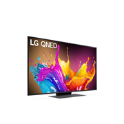 Leicht abgewinkelte Seitenansicht des LG QNED TV, QNED86