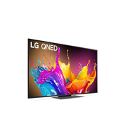 Leicht abgewinkelte Seitenansicht des LG QNED TV, QNED86