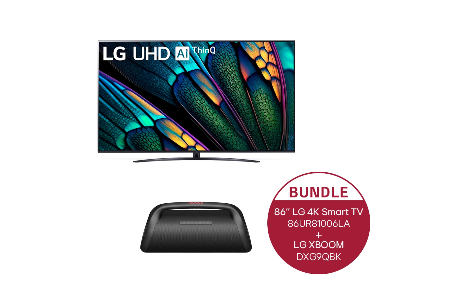 LG 86'' LG 4K Smart UHD TV UR81 & LG XBOOM Go DXG9Q, 86UR81006LA.DXG9QBK