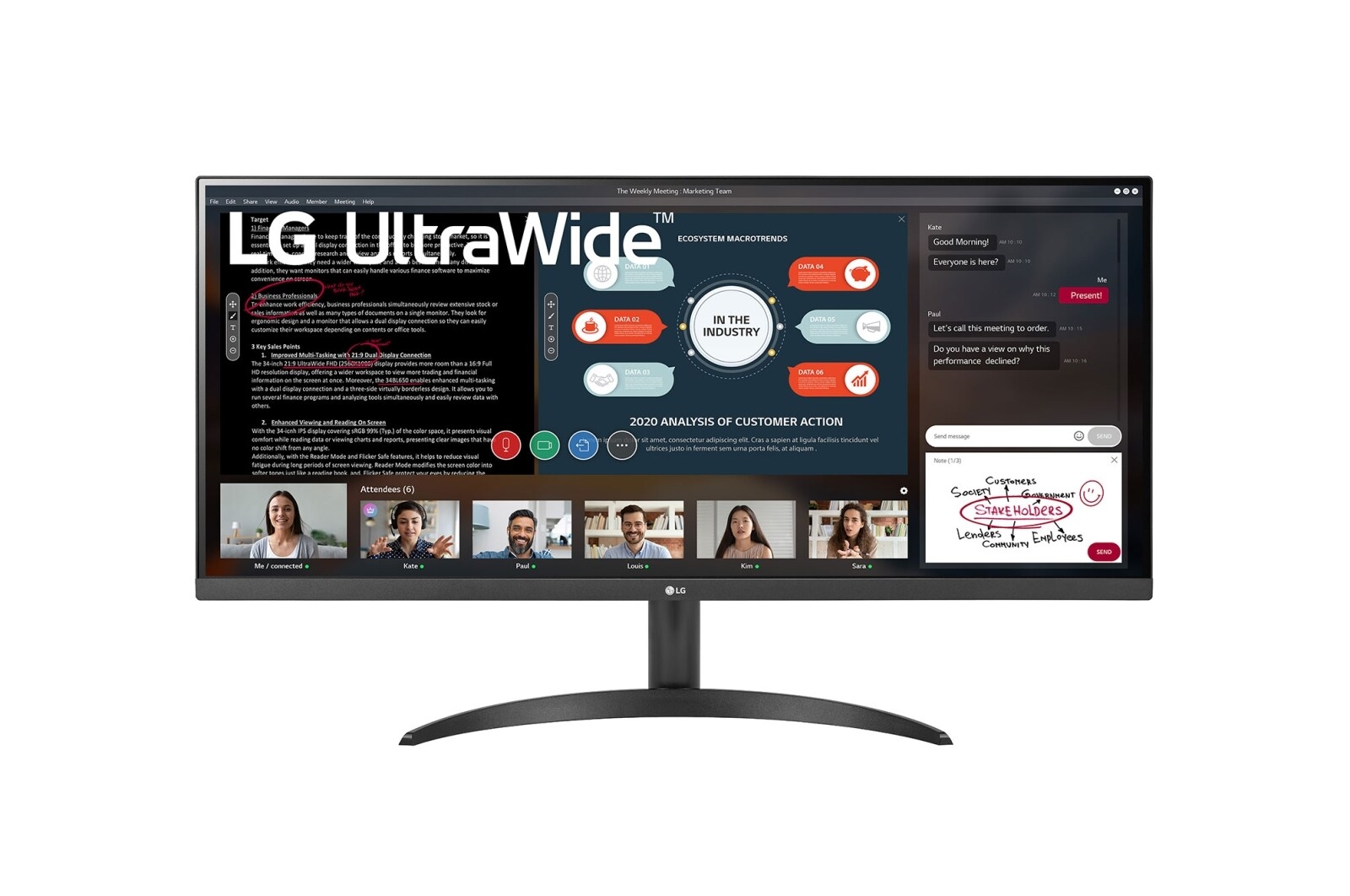 LG 34-дюймовый монитор UltraWide™ Full HD IPS с соотношением сторон 21: 9 и AMD FreeSync™, 34WP500-B