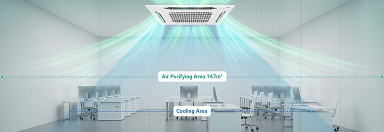 Dual vane cassette provides clean and cool air in offices, shopping malls, school, and kindergartens, and covers up to 142㎡.