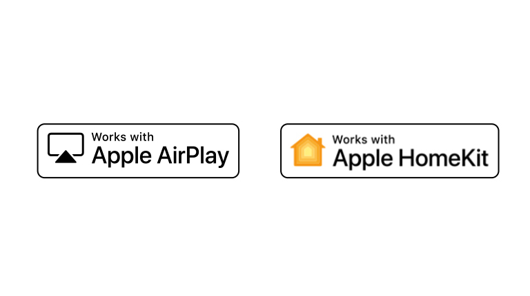 รายละเอียดที่แสดงโลโก้ของ Apple Airplay และ Apple HomeKit รองรับ ThinQ AI