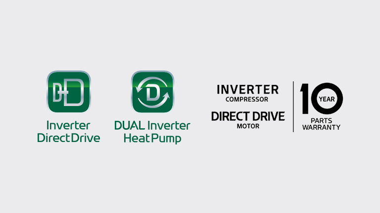 มีโลโก้ Inverter Direct Drive และโลโก้รับประกัน 10 ปี