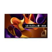 Front view with LG OLED TV, OLED G4, 11 Years of world number 1 OLED Emblem and webOS Re:New Program logo on screen with 2-pole stand