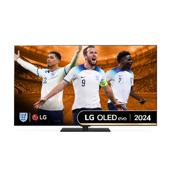 Front view of LG OLED evo OLED55G46LS TV with world’s number 1 OLED TV for 11 years emblem written in gold