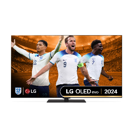 Front view of LG OLED evo OLED65G46LS TV with world’s number 1 OLED TV for 11 years emblem written in gold