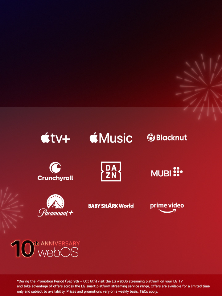 Image of celebrating 10 years of webOS during LG Streaming Week, with global content partners	