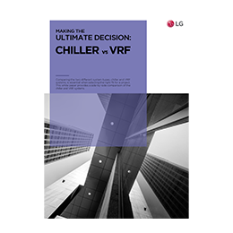 The brochure of 'Chiller vs VRF White Paper' is represented by an image.