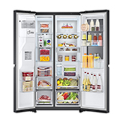 LG InstaView Door-in-Door | American Style Fridge Freezer | 635L | WiFi Connected | Matte Black, GSXV91MCAE