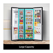 LG InstaView Door-in-Door | American Style Fridge Freezer | 635L | WiFi Connected | Matte Black, GSXV91MCAE