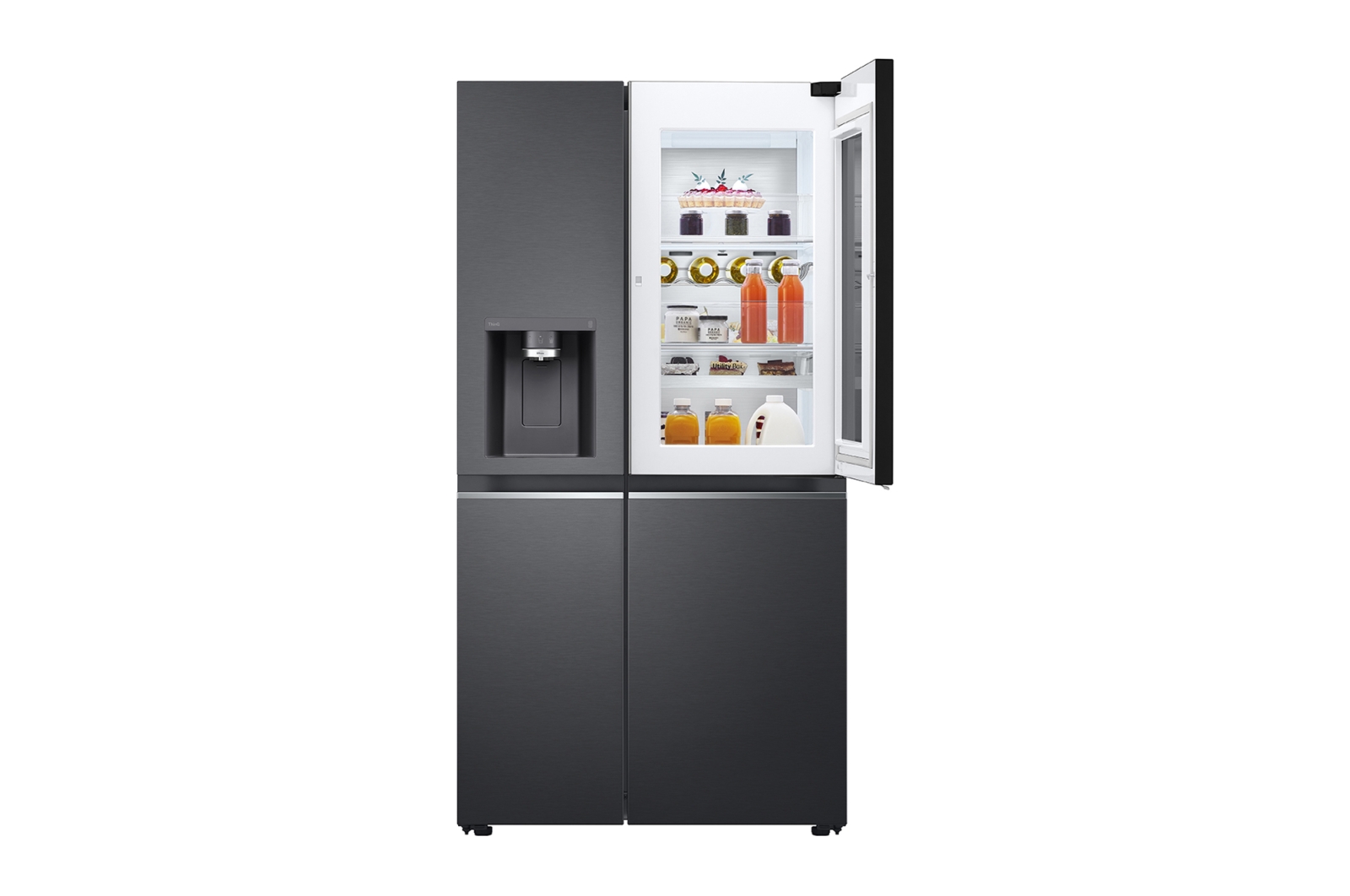 LG InstaView Door-in-Door | American Style Fridge Freezer | 635L | WiFi Connected | Matte Black, GSXV91MCAE