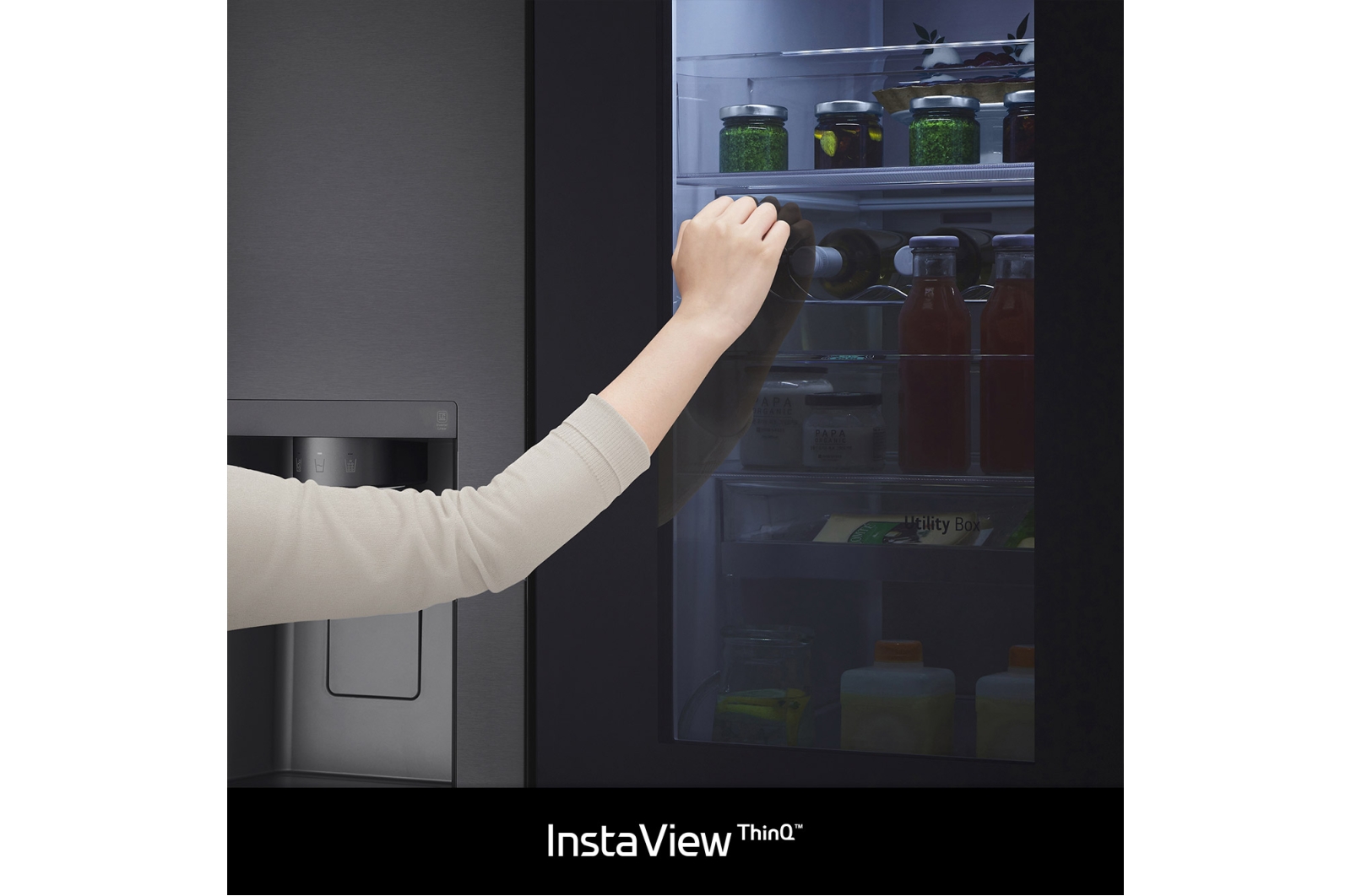 LG InstaView Door-in-Door | American Style Fridge Freezer | 635L | WiFi Connected | Matte Black, GSXV91MCAE