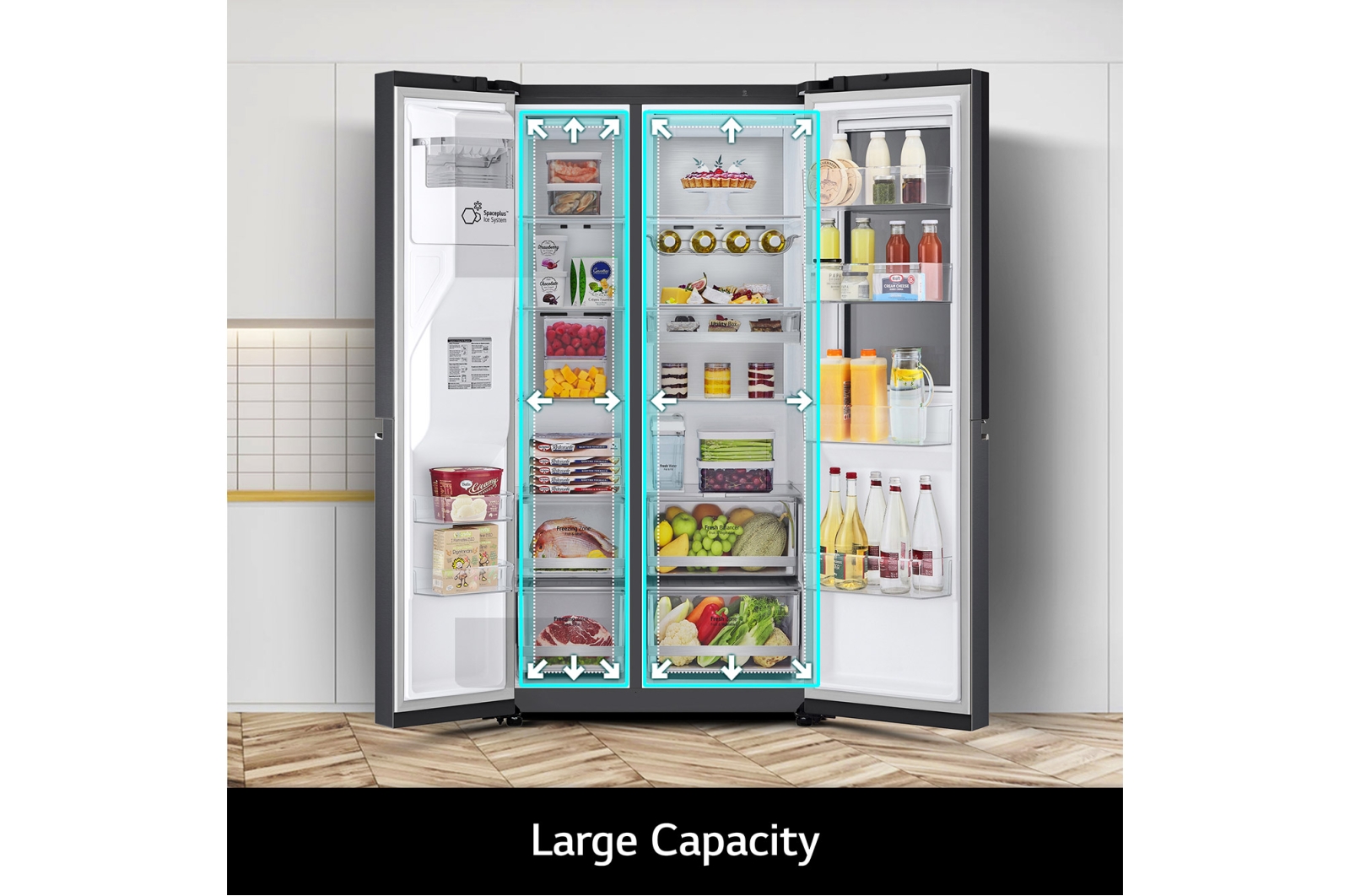 LG InstaView Door-in-Door | American Style Fridge Freezer | 635L | WiFi Connected | Matte Black, GSXV91MCAE