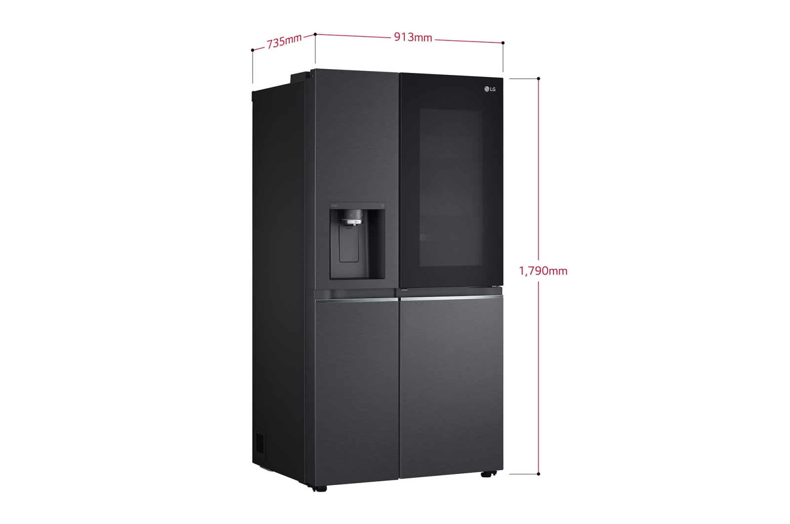 LG InstaView Door-in-Door | American Style Fridge Freezer | 635L | WiFi Connected | Matte Black, GSXV91MCAE