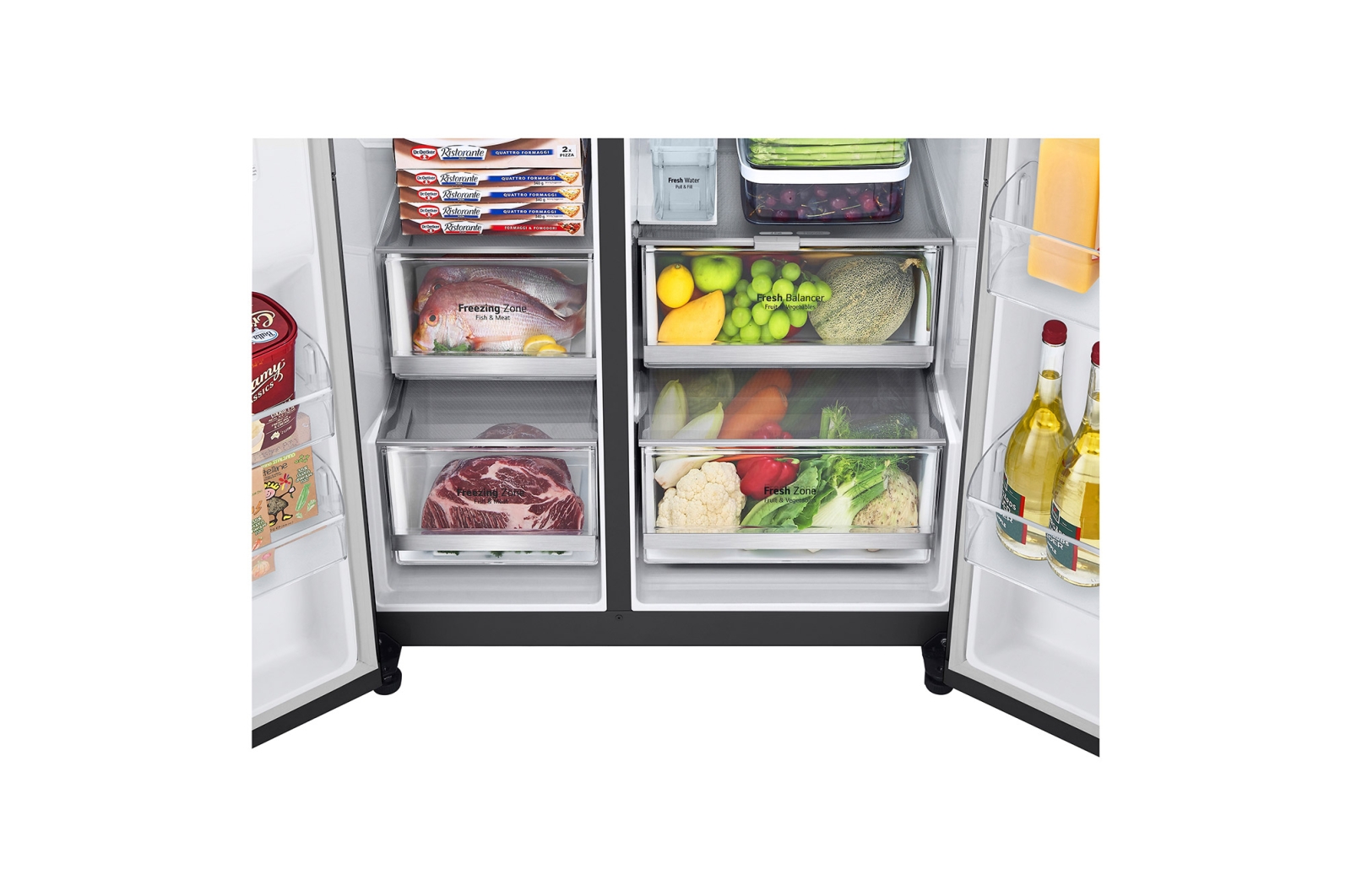 LG InstaView Door-in-Door | American Style Fridge Freezer | 635L | WiFi Connected | Matte Black, GSXV91MCAE