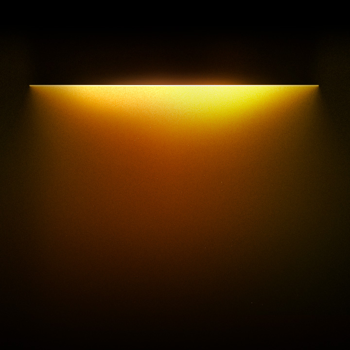 Yellow colored light gradationally spotlighting the text 'For your hassle free interior' below.